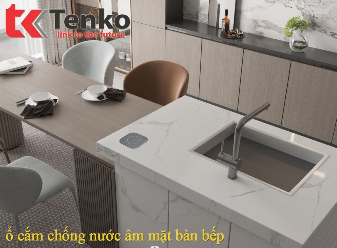 Hộp Ổ Cắm Điện Âm Bàn Tenko TK-HX8 Đen