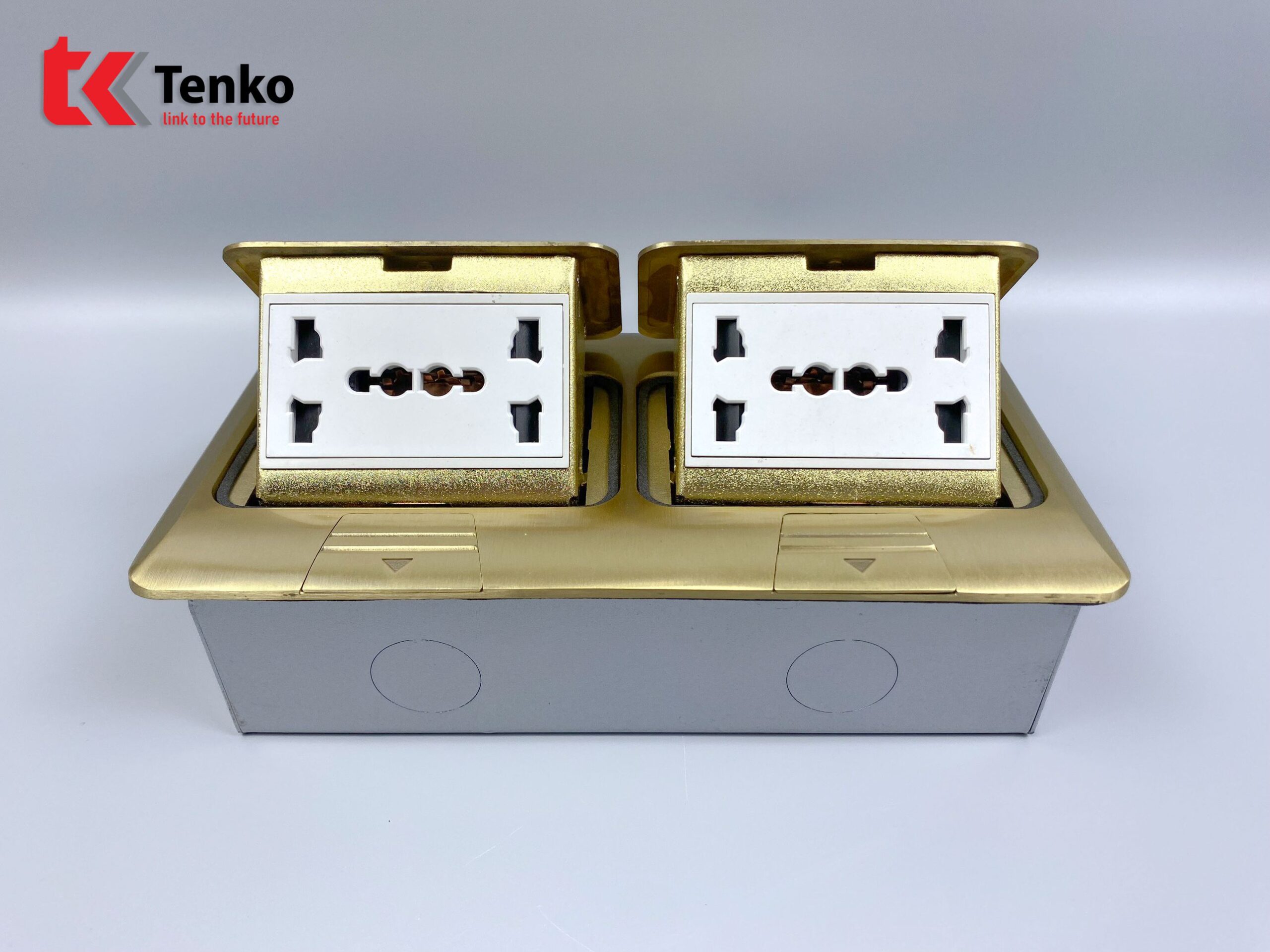 Ổ Cắm Điện Âm Sàn Tenko TK-J04-05 Vàng 2 Ổ 3 Chấu