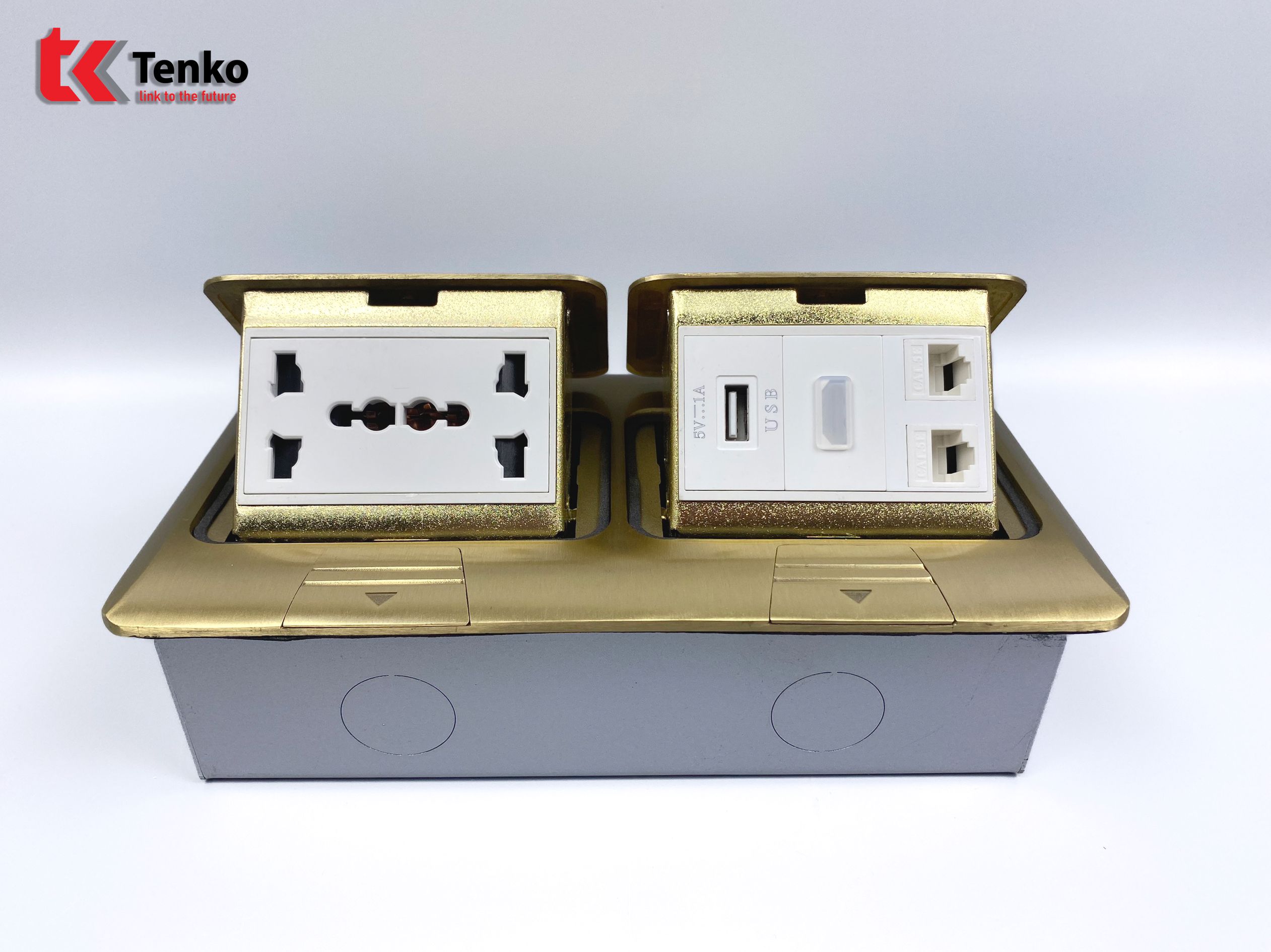 Ổ Cắm Điện Đ&ocirc;i 3 Chấu &Acirc;m S&agrave;n  Tenko TK-J04-08 V&agrave;ng