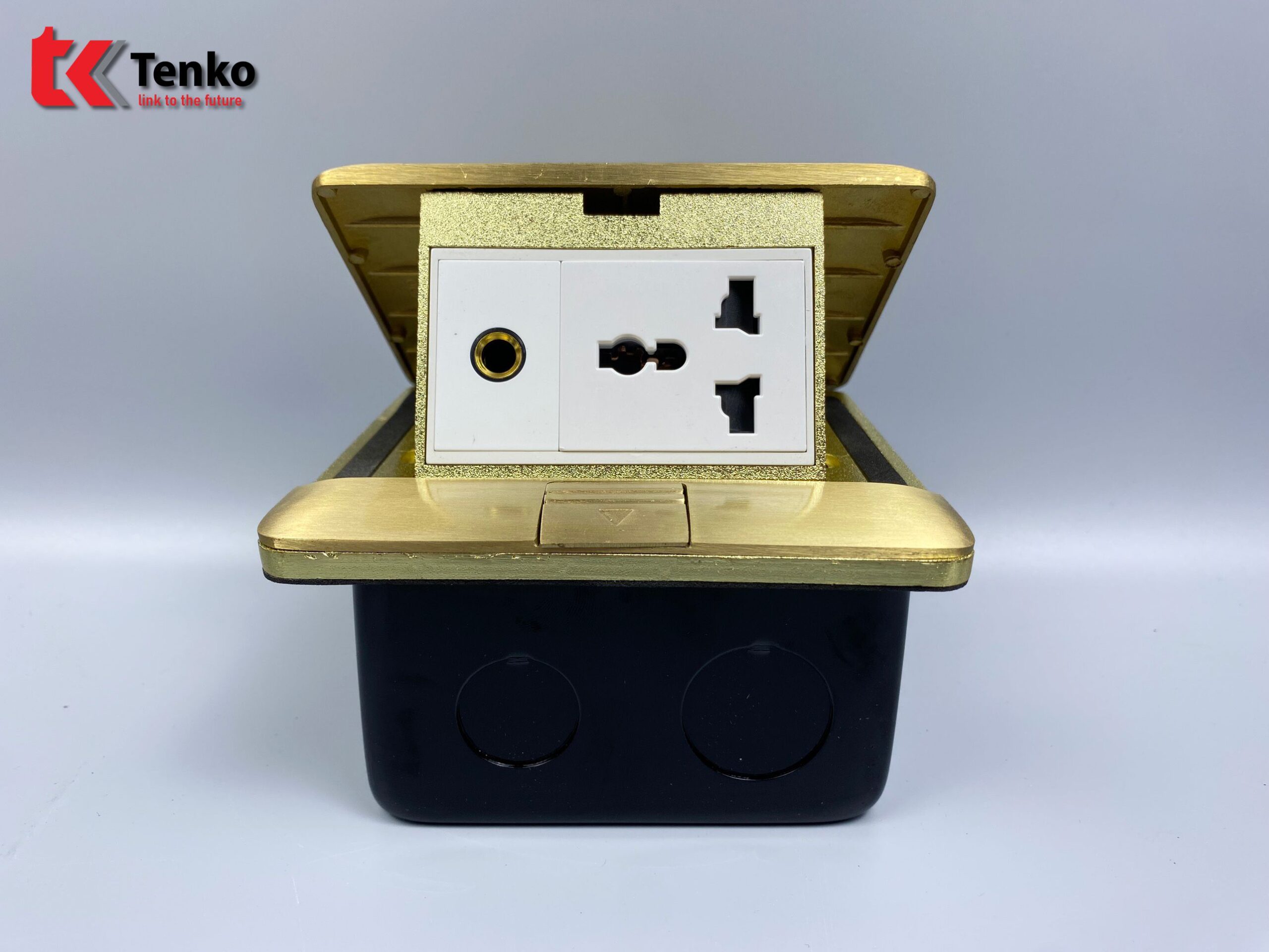 Ổ Cắm Âm Sàn Đồng Kối Kèm Cổng Âm Thanh TK-J05-09