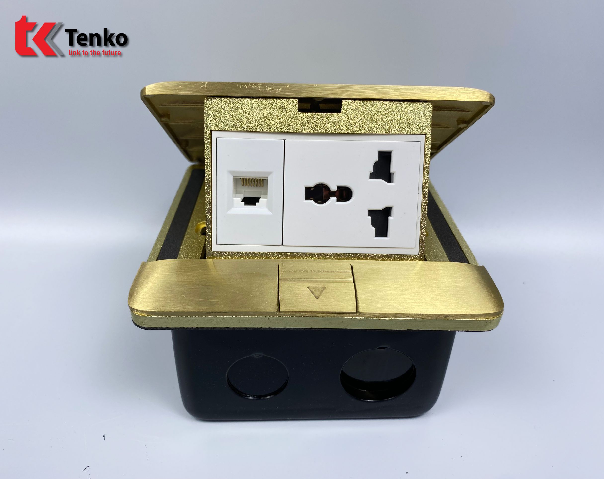Ổ Cắm Âm Sàn Đồng Khối Kèm Cổng LAN TK-J05-06 Vàng