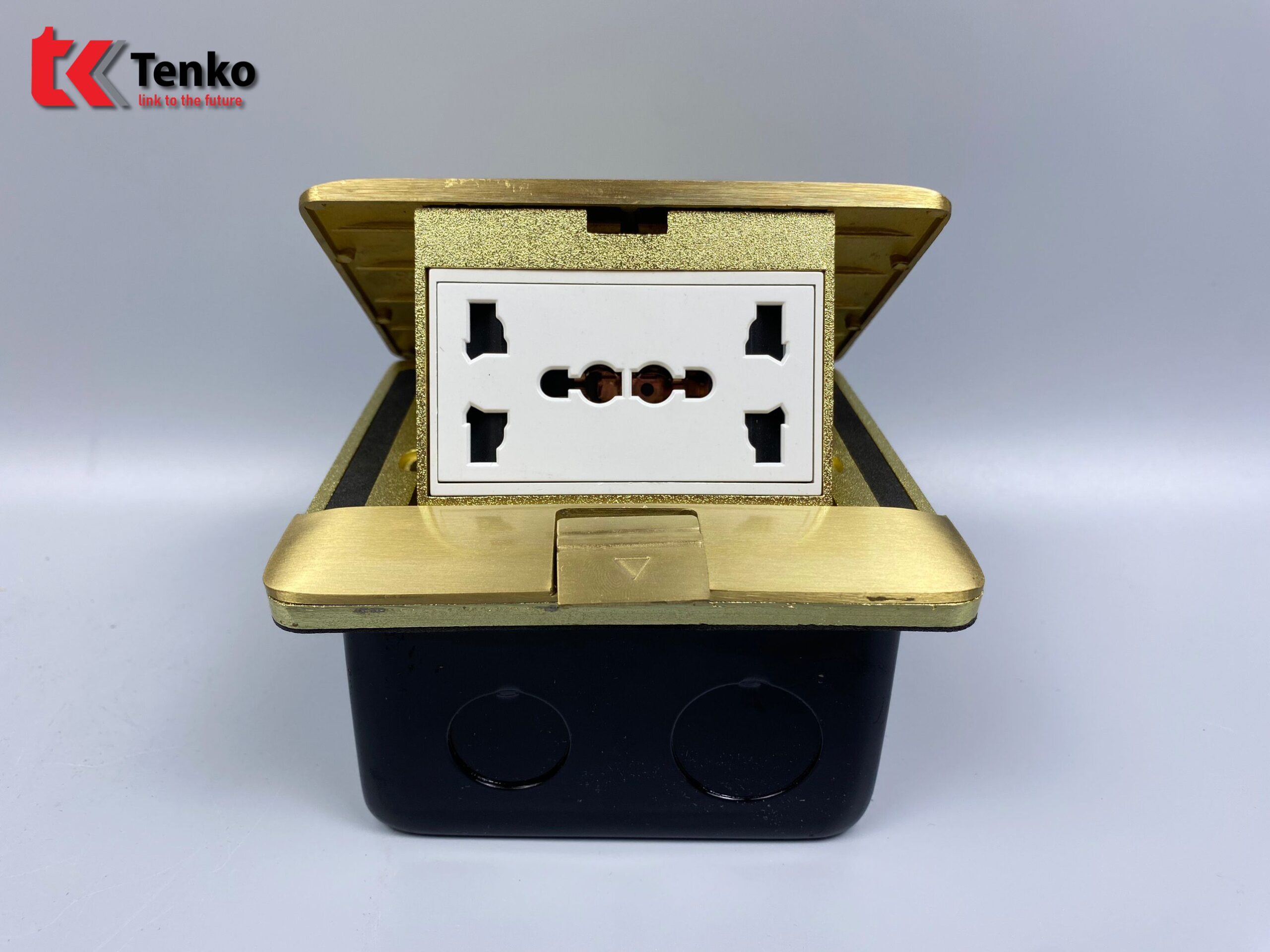 Ổ Cắm Âm Sàn TK-J05-04 Đồng Khối Kèm 2Ổ Cắm 3 Chấu