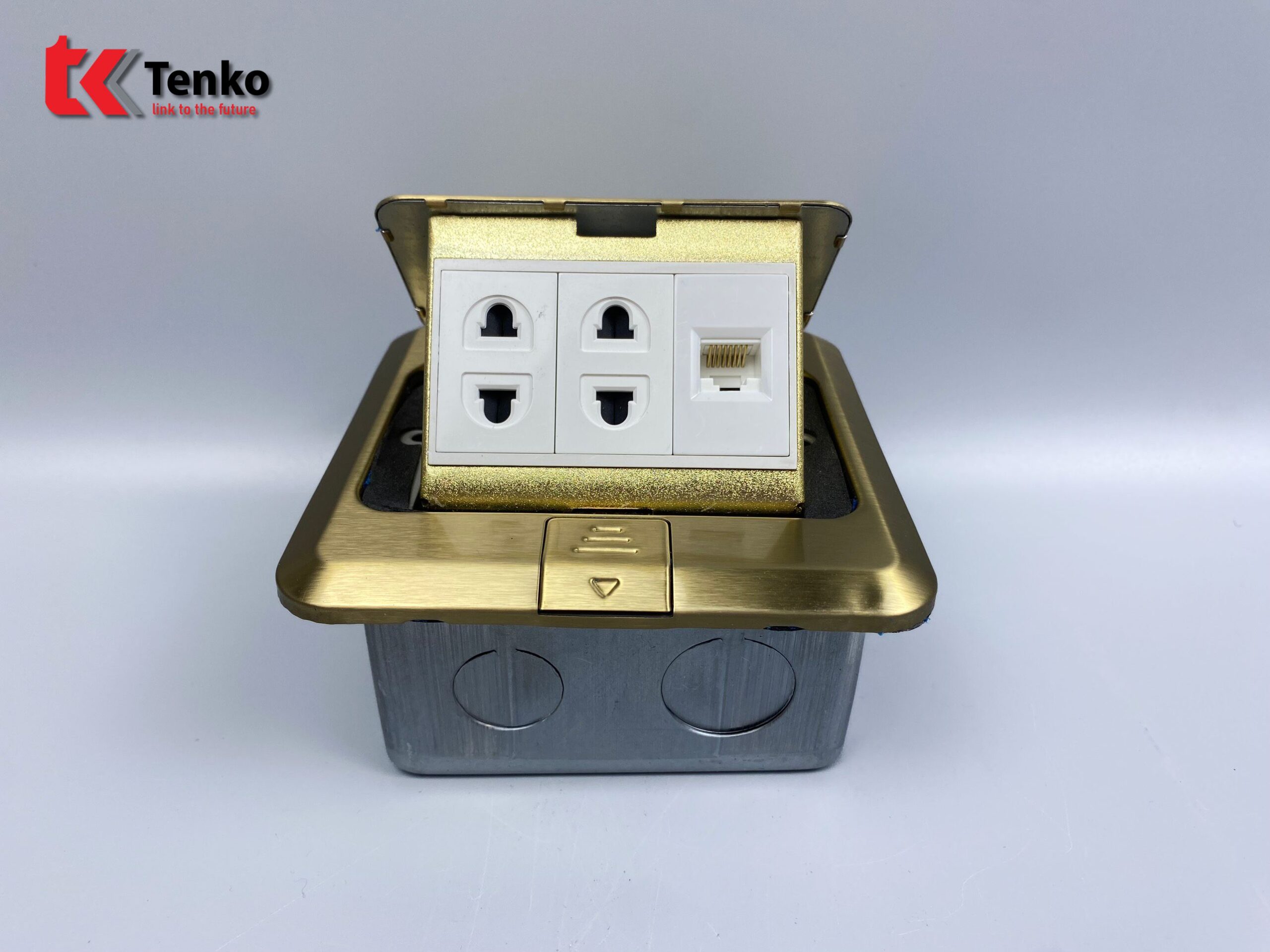 Ổ Cắm Điện Đôi Âm Sàn Kèm Mạng LAN J02-23 Màu Vàng