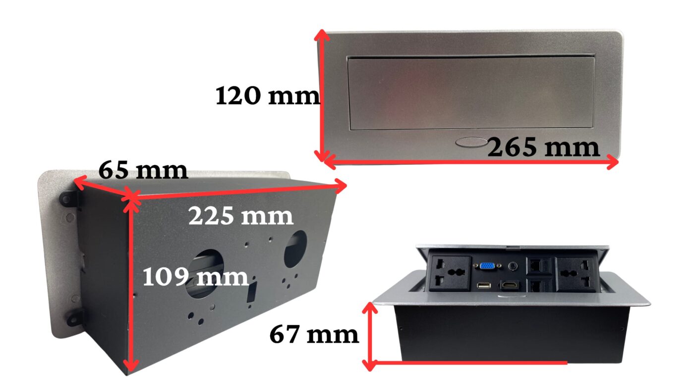 Hộp Ổ Cắm Điện Âm Bàn Họp Tenko TK-AS09DN Màu Bạc